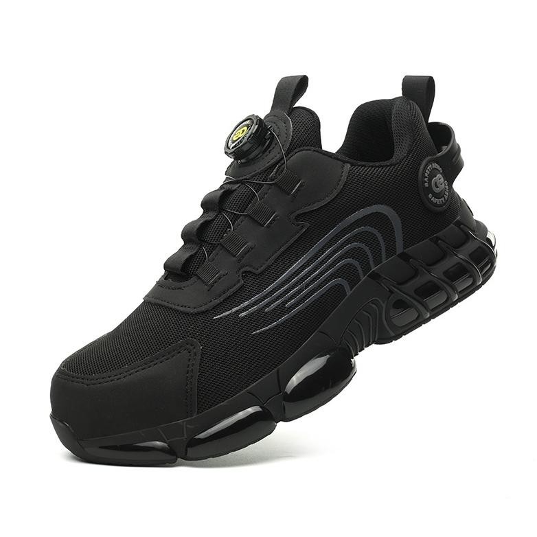 chr sepatu safety tactikal tali pu ujung besi hitam casual aeiso