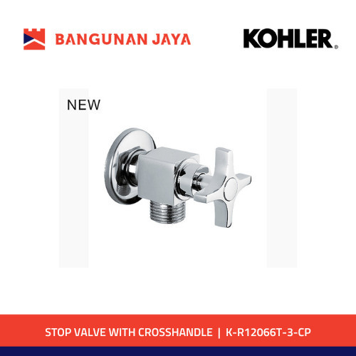 KOHLER STOP VALVE CROSS HANDLE STOP KRAN 1/2" K-R12066T-3-CP