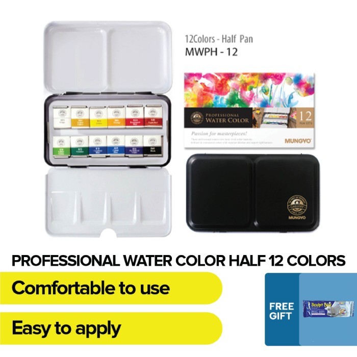 

TERBARU Mungyo - Professional Watercolor Pan Set - Half Size 12 Color Set HOT SALE!