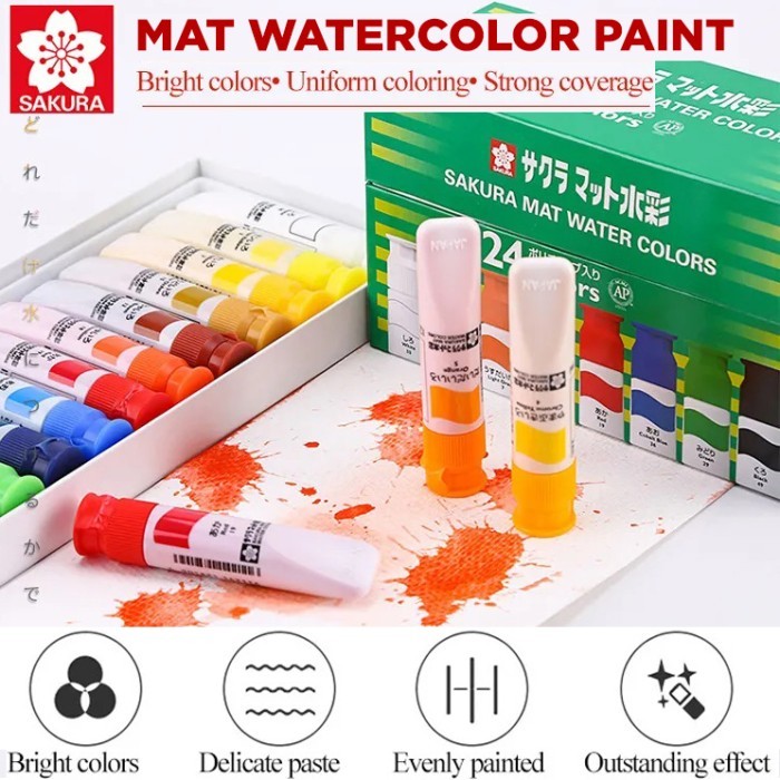 

TERBARU Sakura Mat Watercolor Plastic Tube Set Cat Air Matt HOT SALE!