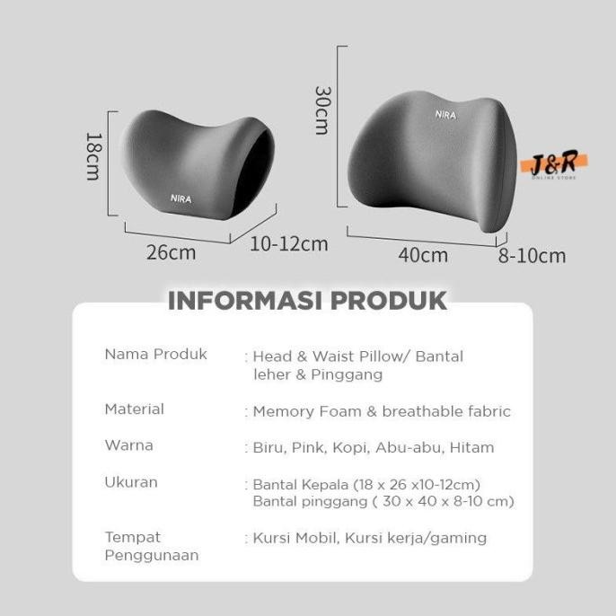 Bantal Leher dan Bantal Pinggang Mobil / Kursi Kerja / Kursi Gaming / Head Pillow / Waist Pillow LFS