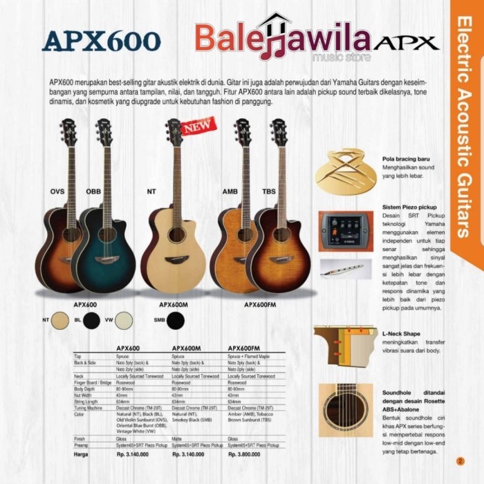 Gitar Acoustic Yamaha Apx600 Fm Apx600Fm Apx 600 Fm Flame Maple