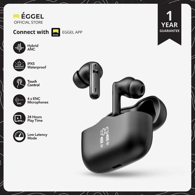 Eggel Quietbuds S Hybrid Anc + Enc Tws Bluetooth Earphone