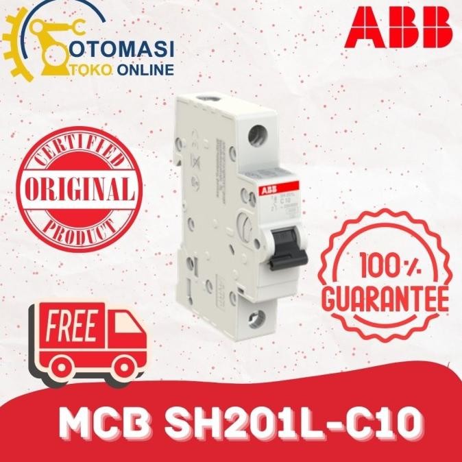 terbaru abb mcb sh200l - 1p - c - 10 ampere 4,5 ka sh201l-c10 2cds241001r0104