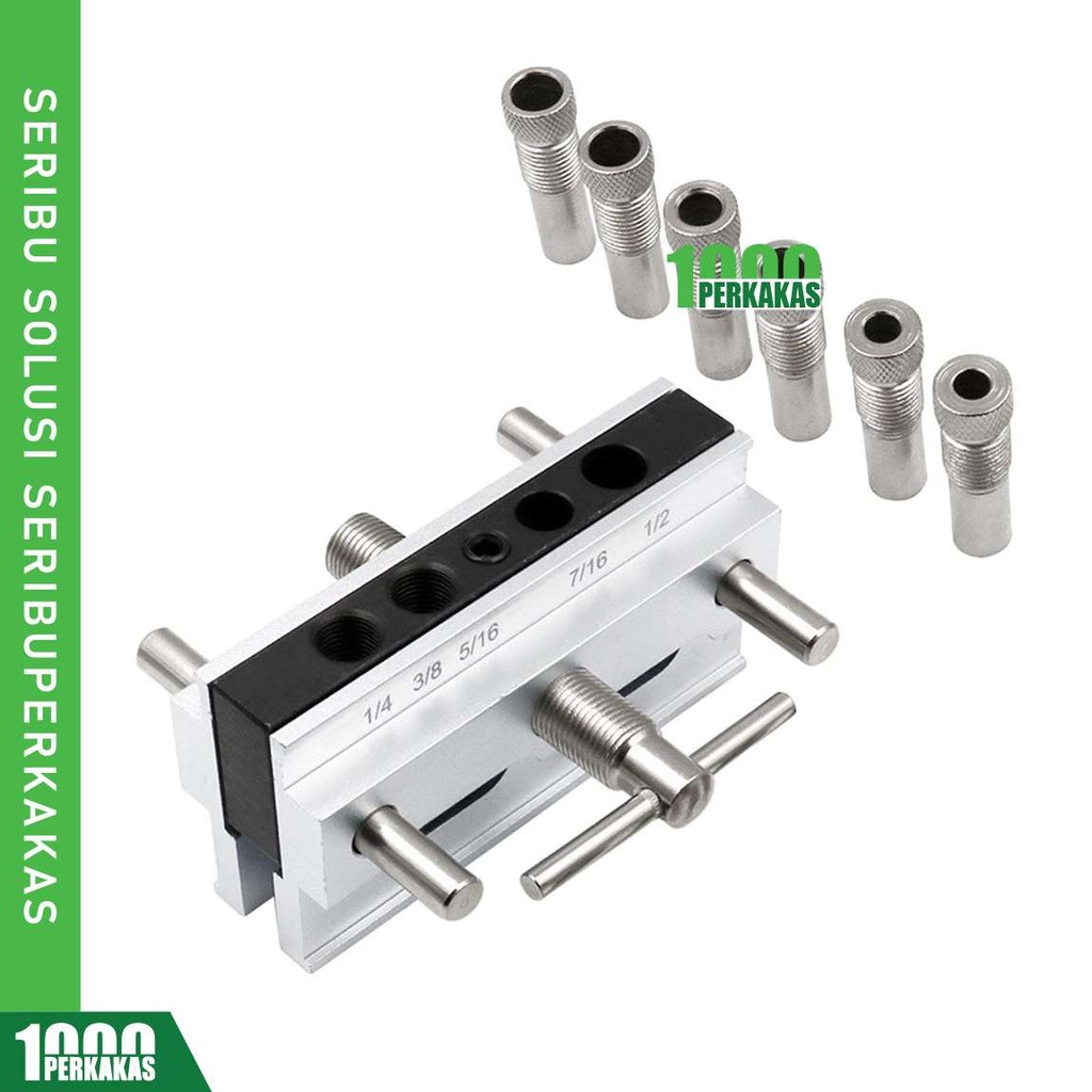 1P Dowel Woodworking Jig / Doweling Alat Bantu Bor / Locator Pelubang Penyambung Kayu Papan Plywood 
