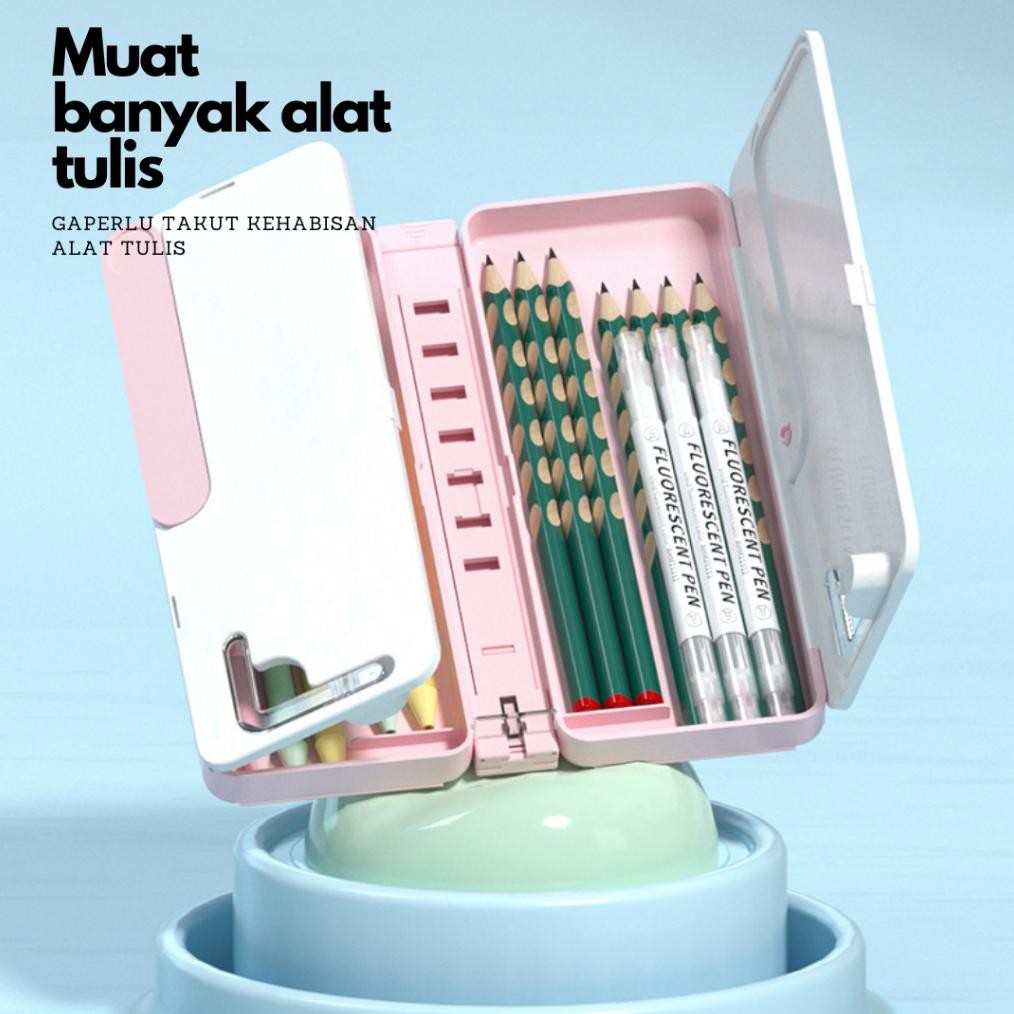 

COD Kotak Pensil Lipat / Tempat Pensil Multifungsi Dengan Papan Tulis Dan Tatakan Buku / Smart Pencil Case gf-5