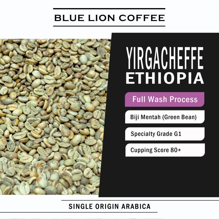

BLUE LION COFFEE GREEN BEAN 1 KG YIRGACHEFFE ETHIOPIA ARABIKA KOPI