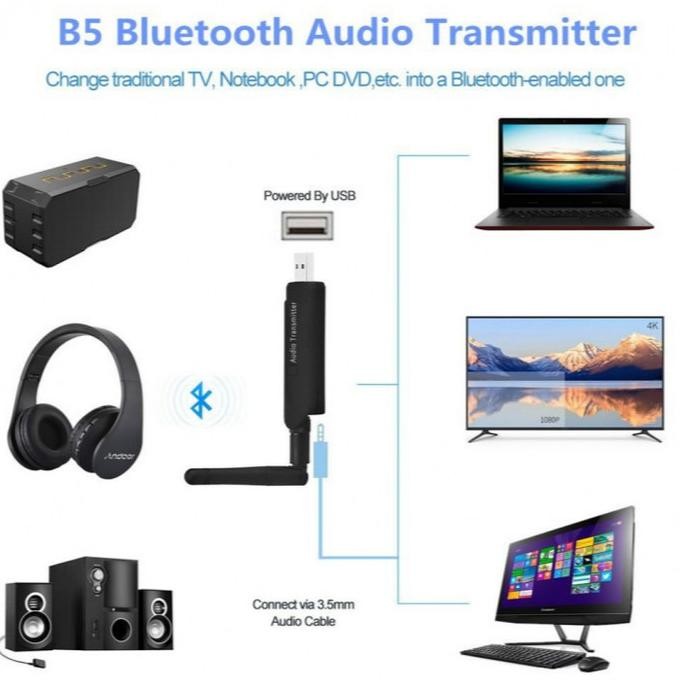 BLUETOOTH AUDIO TRANSMITTER + ANTENA PEMANCAR BISA DILEPAS