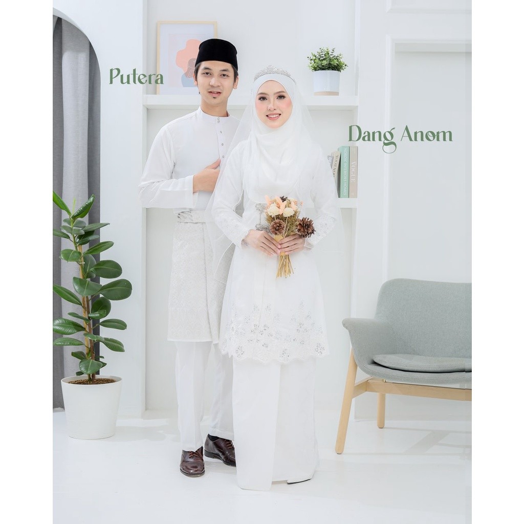 6 Items - 1 Price Bridal Set Of Dang Anom KEBAYA Clothes In Off White Nikah Kahwin Tunang BY MOFF2U 