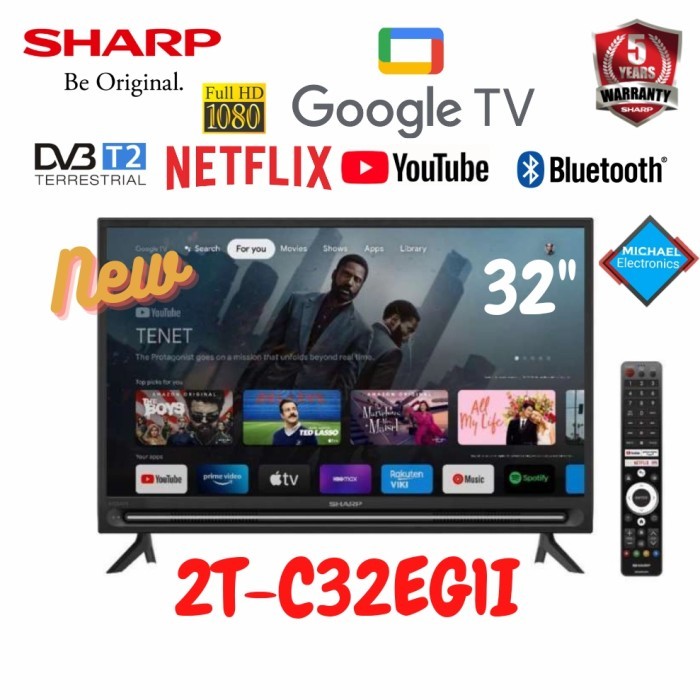 Sharp Android Tv 32 Inch 2T-C32Eg1I Google Tv (Android 11).