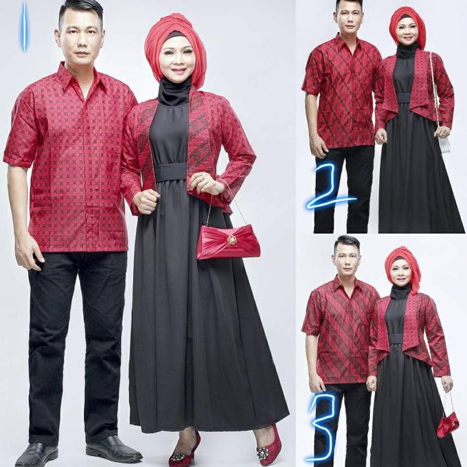 || Best seller  ~`~ Batik Sarimbit/couple longdress/gamis syarii/muslim rompi/bolero merah ||~~~