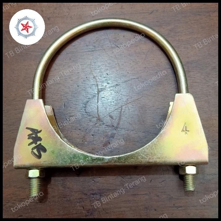 Klem Clamp Pipa Besi 4" Inch U Bolt Knalpot