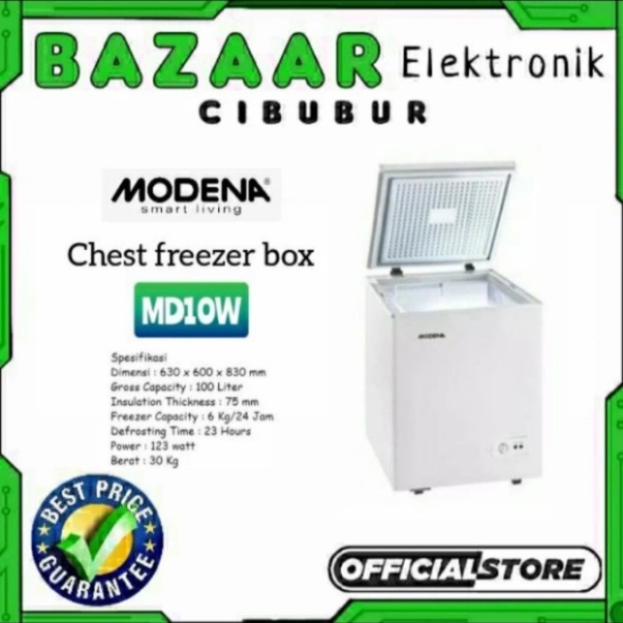 MODENA CHEST FREEZER CONSERVA MD 10 W MD10 W KAPASITAS 100 LITER