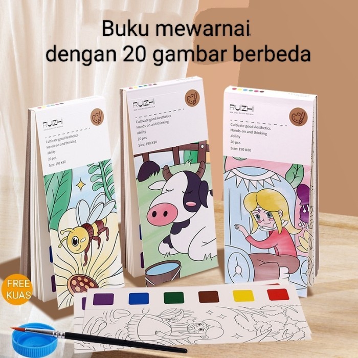 

Buku Gambar Coloring Book Buku Mewarnai Paket Kuas Melukis