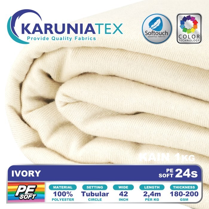 

Kain Kaos PE Soft 24s Kiloan Ivory Karunia Textile