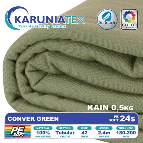 

Bahan Kaos PE Soft 24s 0,5 Kg Conver Green