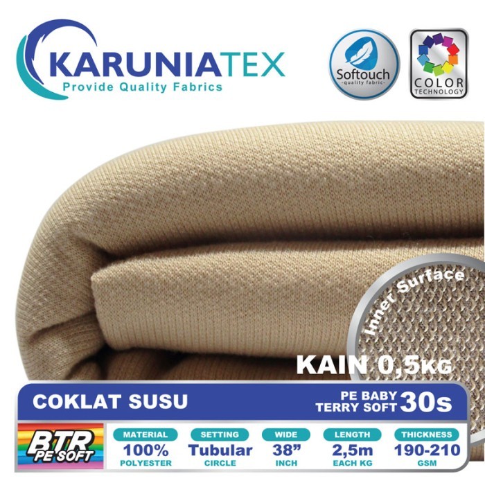 

Bahan Baby Terry PE Soft 30s 0,5Kg Coklat Susu Karunia Textile
