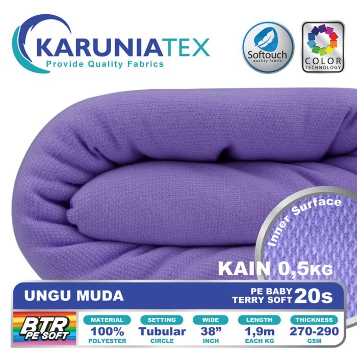 

Bahan Baby Terry PE Soft 20s 0,5Kg Ungu Muda Karunia Textile