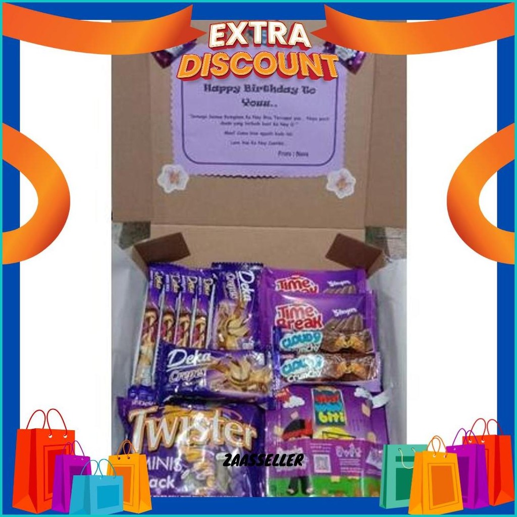 

Snack Box Kado Ulang Tahun/ Kado Wisuda/ Kado Anniversary / Paket Ungu Termurah Banget