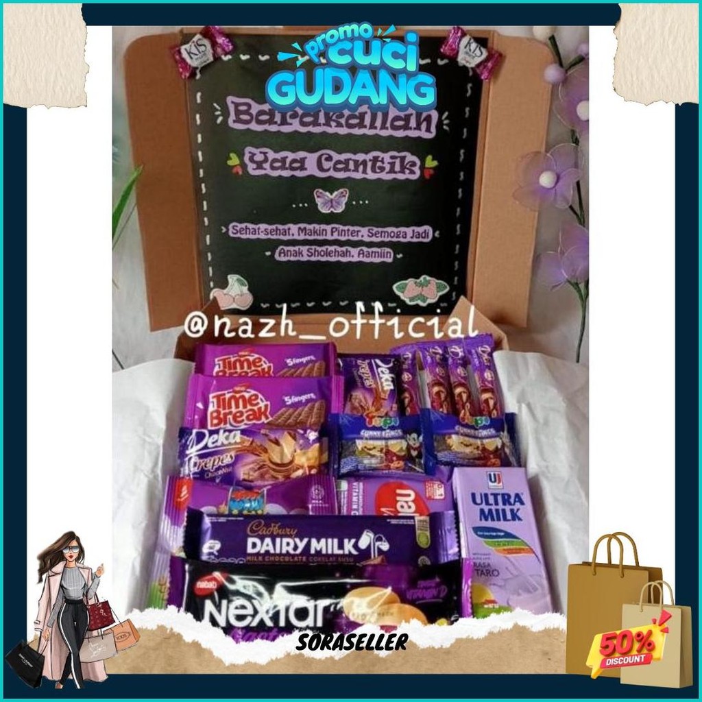 

Snack Box Kado Ulang Tahun/ Kado Wisuda/ Kado Anniversary / Paket Ungu Bisa Cod
