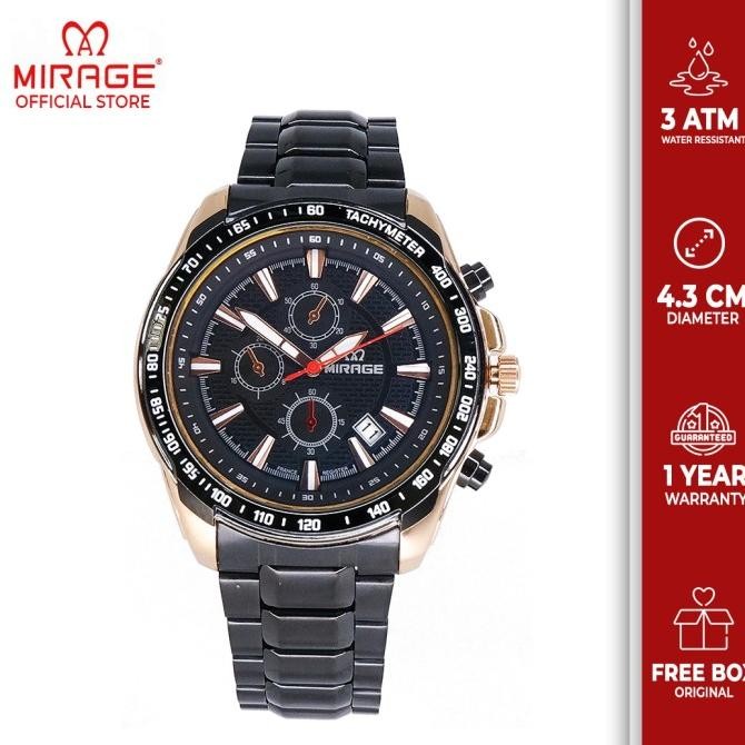 Jam Tangan Pria Mirage 8305Ph Hitam Rosegold