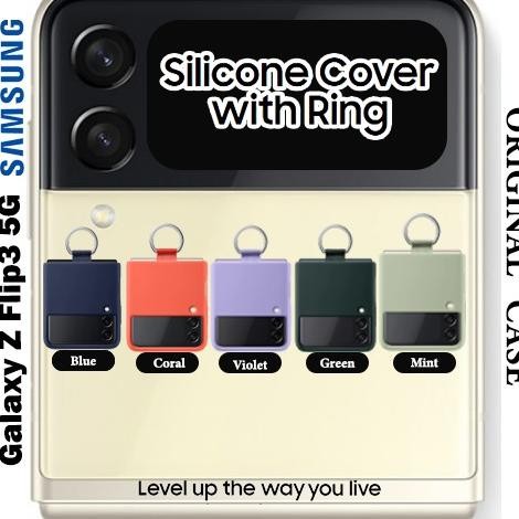 Case Samsung Z Flip 3 Flip3 Original Silicone Cover With Ring