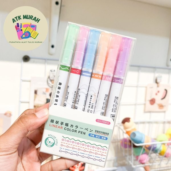 

Set linear color pen SH-7008 paket isi 6 biji pulpen lucu imut kado unik SH-7008 alat tulis kantor