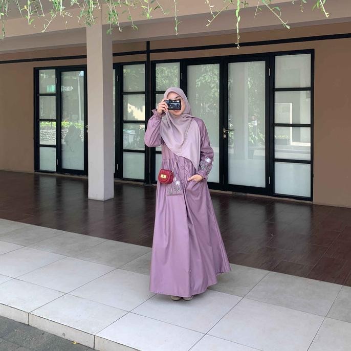KUPNAD Gamis Katun Toyobo Bordir - Daisy Dress Dusty Purple