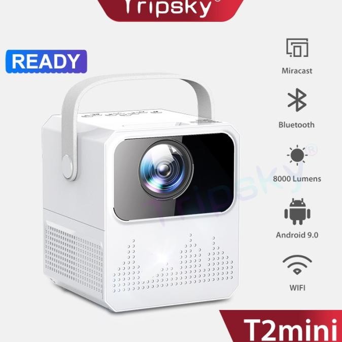Smart Proyektor Android Wifi Mirroring Hp Projector 120Ansi 6000 Lumen