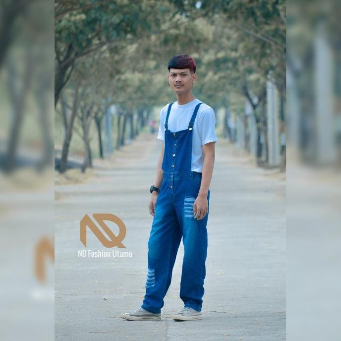 Baju Celana Kodok Overall Jumper Pria Wanita Jeans Ripped Sobek Robek Wawanstore62
