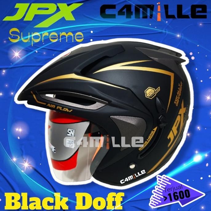 Helm Jpx Double Visor Hitam Dop / Black Dop