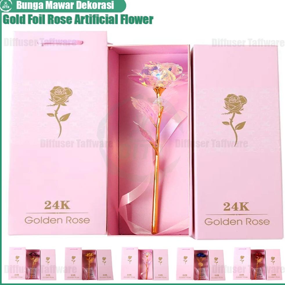 

ACEVIVI Bunga Mawar Dekorasi Gold Foil Flower Galaxy Rose - AC0113 - Pink Valentine's Day Gift for Girlfriend Boyfriend Golden Rose Wedding Gifts for Guests Baptism Gift Birthday Presents Party Favors Diffuser Taffware