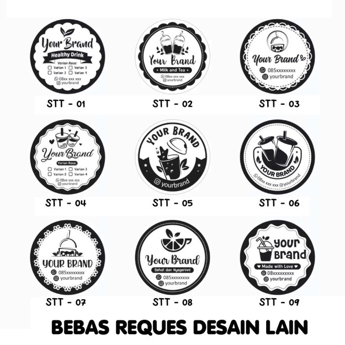 Cetak stiker label transparan toko olshop kue bakery minuman custom