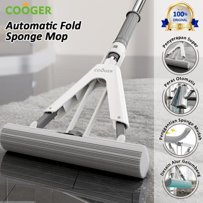 Cooger Alat Pel Busa Peras Lipat Otomatis Sponge Mop
