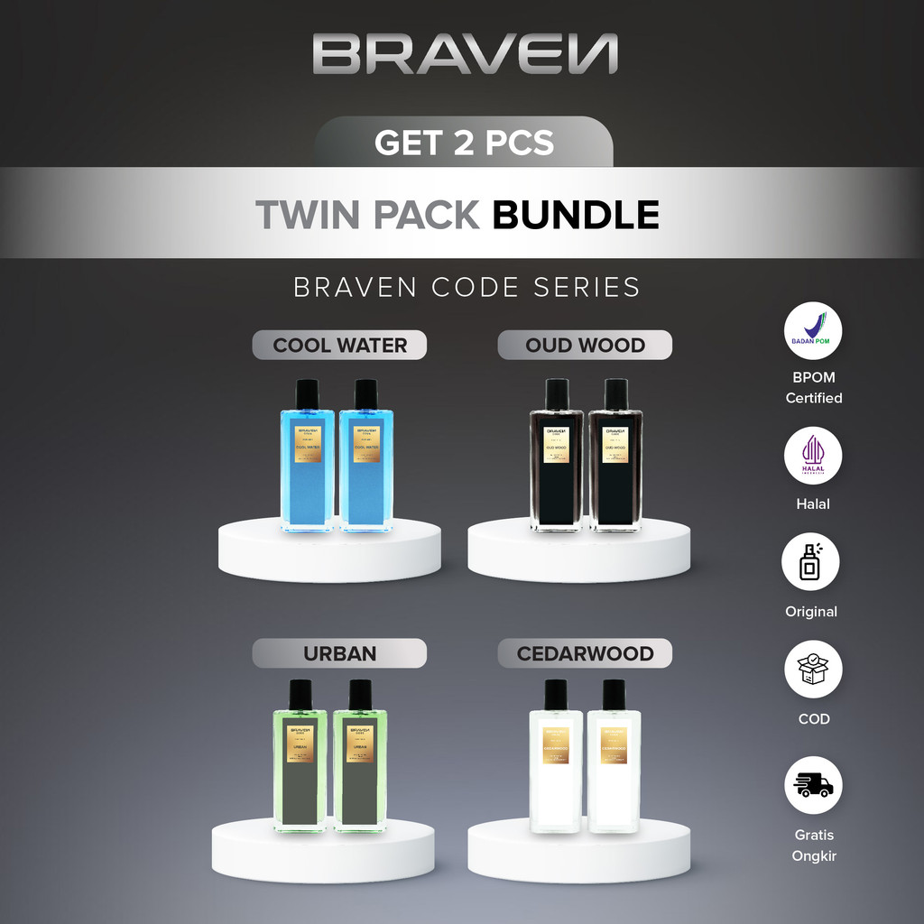 【GET 2 PCS】BRAVEN TWIN PACK BUNDLE | Braven Code Eau De Parfum 100ML | Parfum Pria Best Seller Tahan