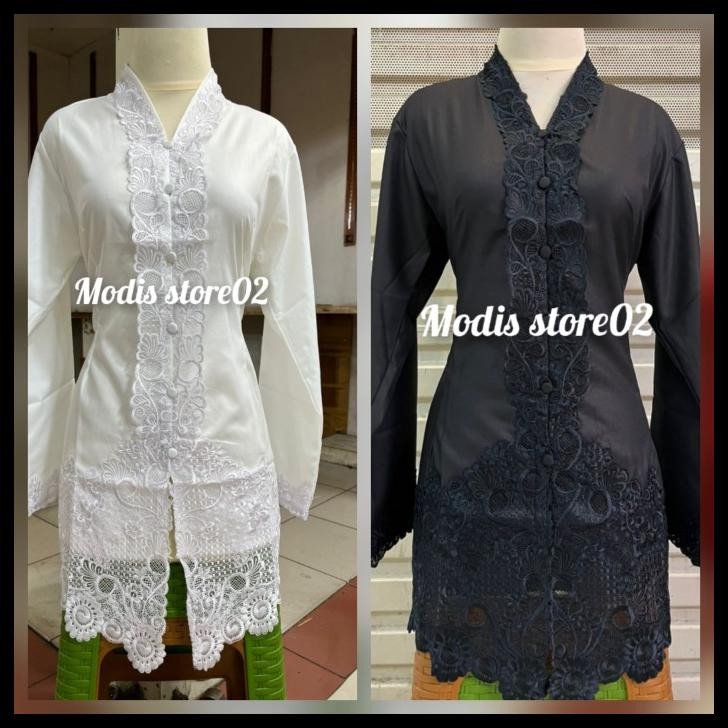 Atasan Kebaya Encim Khusus Hitam Putih Lengan Panjang Best Seller
