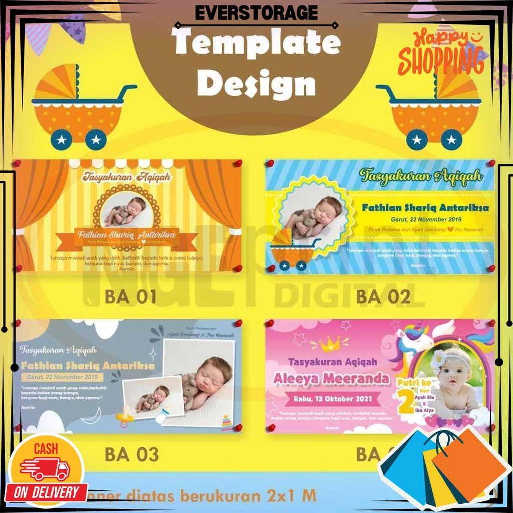 Spanduk Aqiqah Free Design Bebas Custom Murah / Banner Aqiqah Custom Free Input Foto Banner Baby Sho