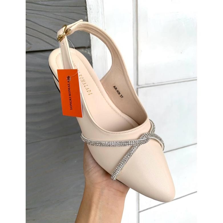 Promo Lebaran Sandal Wanita Slip-On Heels 3 Cm  L&B  (Kait Permata ) Asli