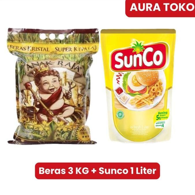 

Paket Beras Anak Raja 3Kg + Sunco 1L Paket Hemat Murah Paket Sembako Diskon