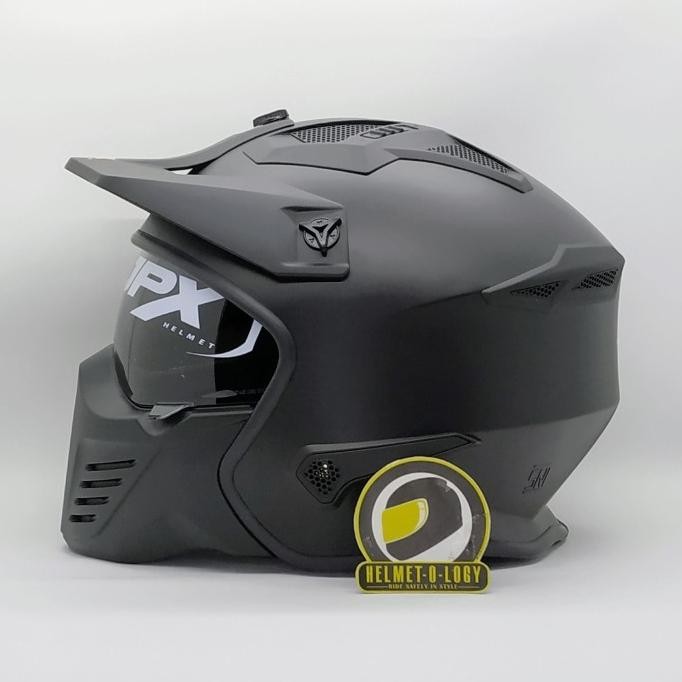 Helm Jpx Mx726R Crossover Hitam Doff Merah Mx 726 R Modular