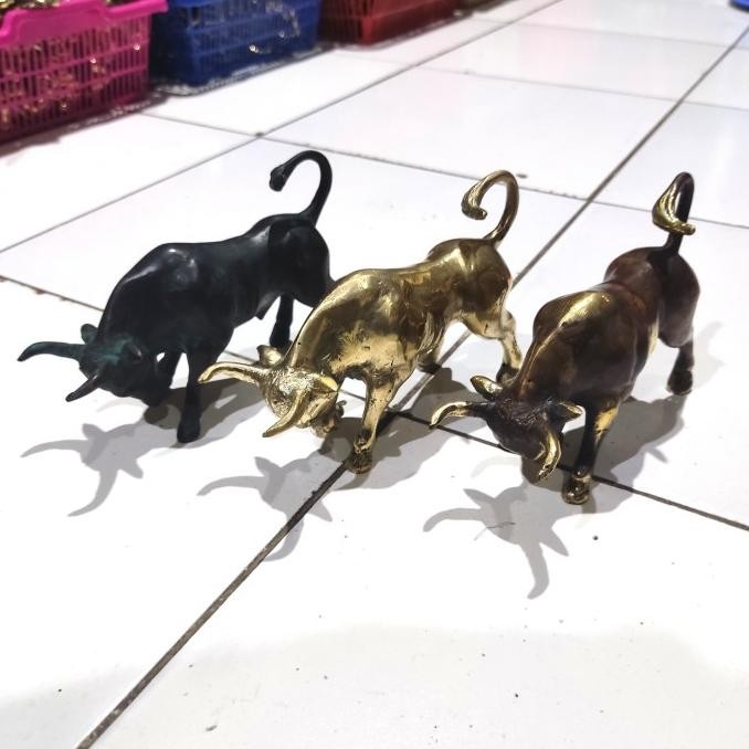 :<:<:<:<] Patung Banteng Kuningan, Bull Brass, Buffalo Kerbau 16cm