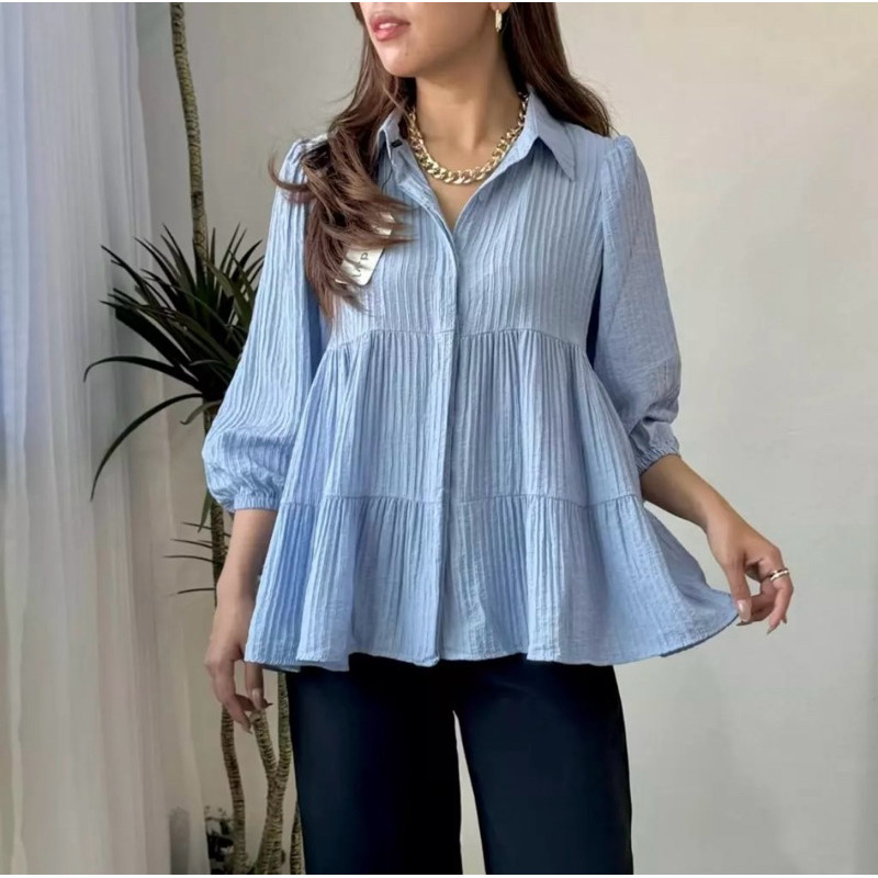 Bloes Kerja Cewek Korean Style Blus Import Jumbo Blose Atasan Wanita Blouse Size S M L Xl 2Xl Blues 