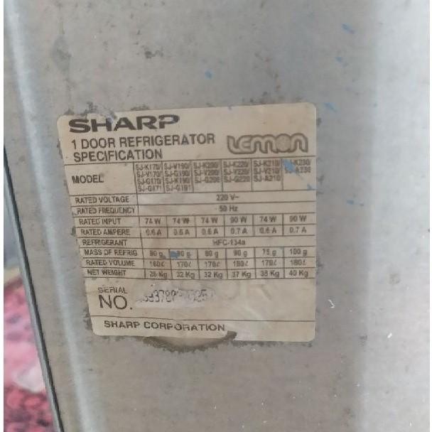 RAK KULKAS SHARP 1 PINTU TIPE LEMON (LOVES) PINTU FREEZER CHILLER RAK