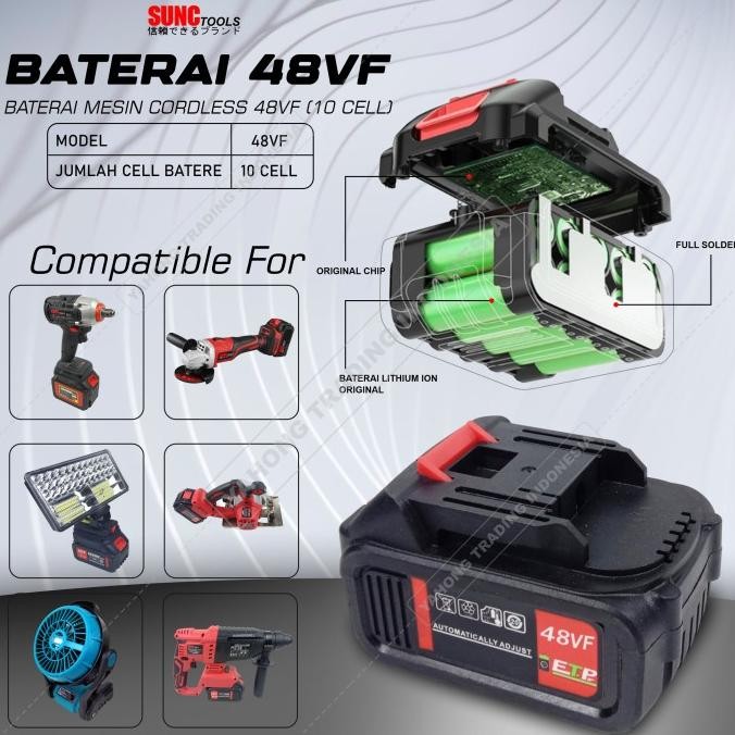 JLD Baterai Cordless 48 Volt Battery 48V Batere Mesin Bor JLD