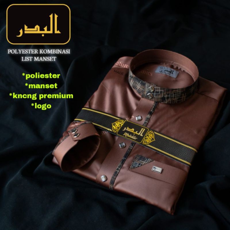 TERBARU Jubah Albadar Polyester lengan manset motif keren Jubah pria bahan Polyester kombinasi