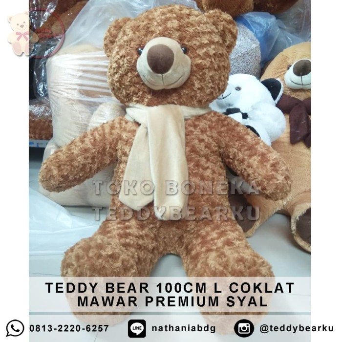 

BONEKA TEDDY BEAR COKLAT L 100CM PREMIUM + SYAL (LANGKA)