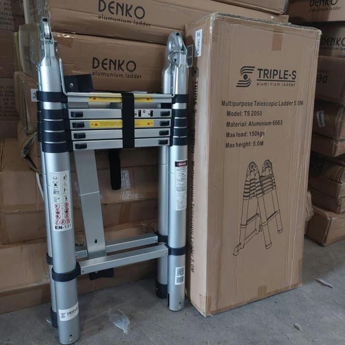 tangga lipat teleskopik 5 meter double tangga lipat alumunium 5 meter
