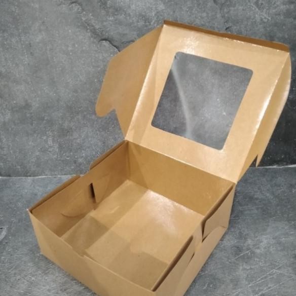 

|Bestseller| Dus Kaca Kraft Coklat 22x22x10 10pcs Dus Kue Laminasi