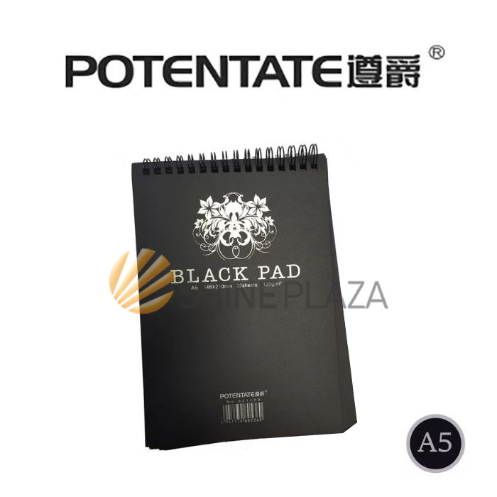 

POTENTATE A5 SKETCHBOOK 120GSM - POTENTATE BLACK PAPER A5 WIRE BOOK