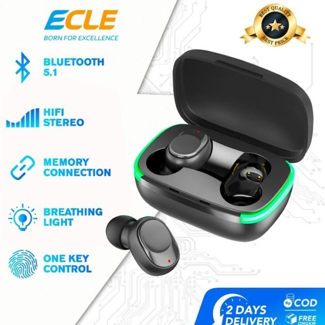 Ecle Earphone Waterproof Wireless Led Bluetooth 5.0 Headset Audio Bass